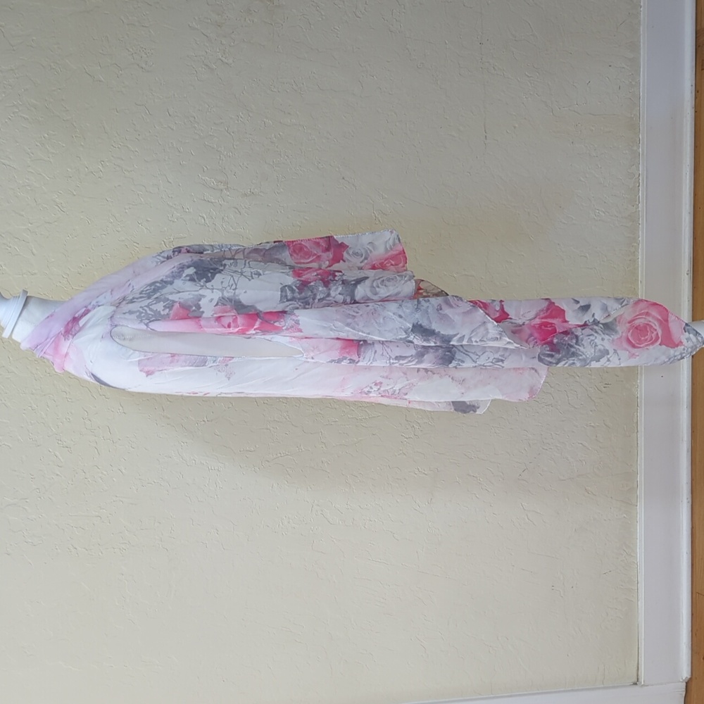 Accents by Lavello White Pink Semi-Sheer Chiffon Convertible Vest One Size - Picture 5 of 8